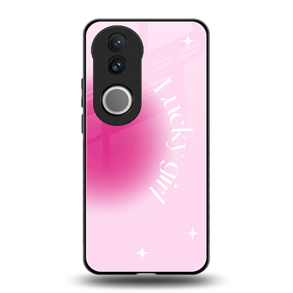 Lucky Girl Aesthetic back phone cover | glass case for vivo v50