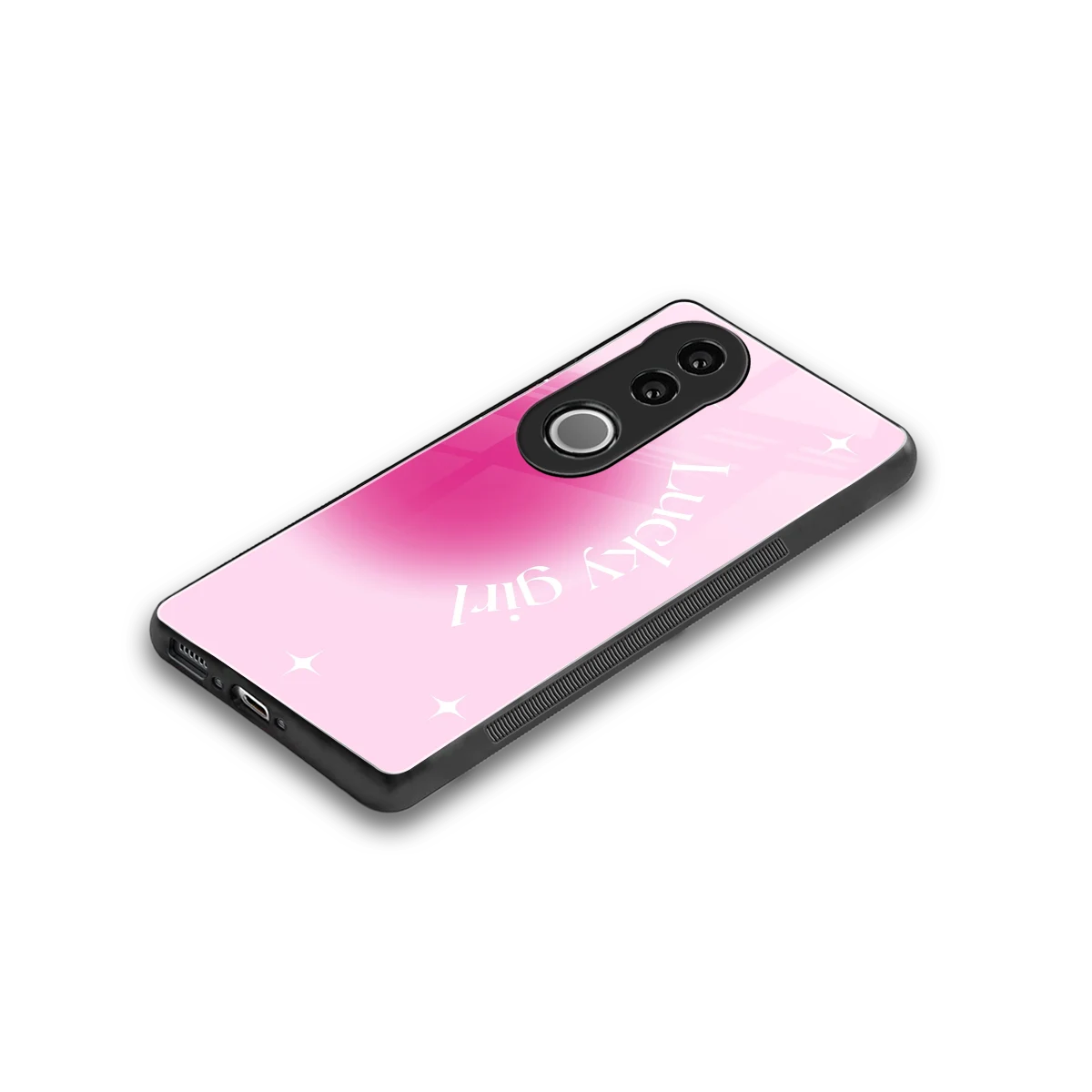 Lucky Girl Aesthetic stylish phone case for vivo v50 | glossy glass and slim fit