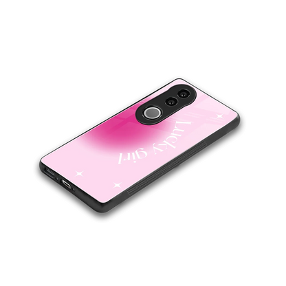 Lucky Girl Aesthetic stylish phone case for vivo v50 | glossy glass and slim fit