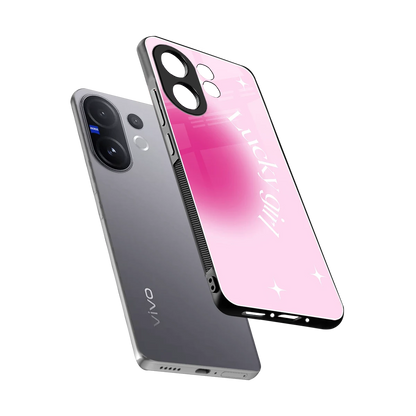Lucky Girl Aesthetic sleek vivo v60 cover with tempered glass back and TPU edges