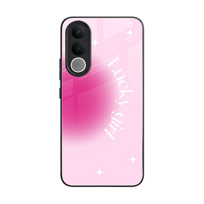 Lucky Girl Aesthetic back phone cover | glass case for vivo v70 fe
