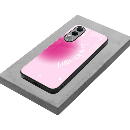 Lucky Girl Aesthetic stylish phone case for vivo v70 fe | glossy glass and slim fit