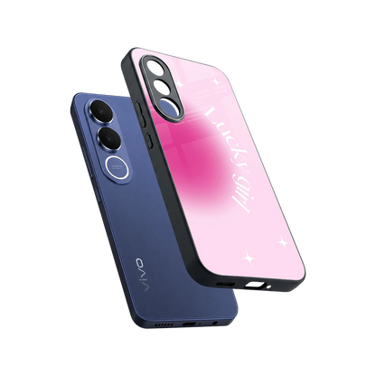 Lucky Girl Aesthetic sleek vivo v70 fe cover with tempered glass back and TPU edges