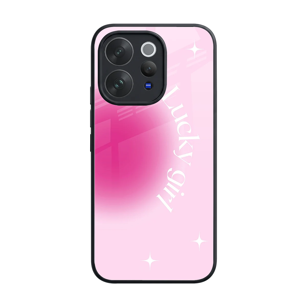 Lucky Girl Aesthetic back phone cover | glass case for vivo v70 elite