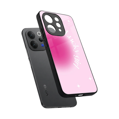 Lucky Girl Aesthetic sleek vivo v70 cover with tempered glass back and TPU edges