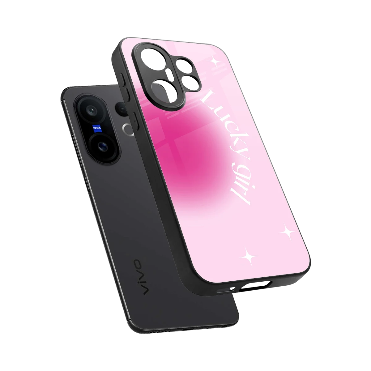 Lucky Girl Aesthetic sleek vivo x200 fe cover with tempered glass back and TPU edges