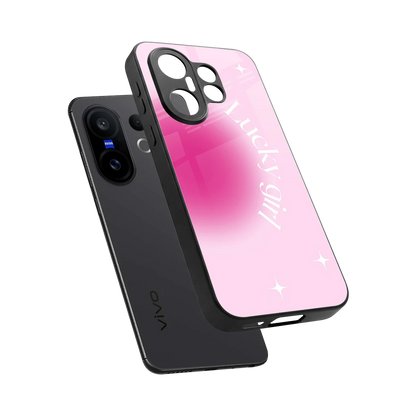 Lucky Girl Aesthetic sleek vivo x200 fe cover with tempered glass back and TPU edges