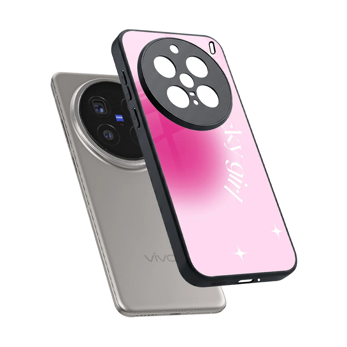 Lucky Girl Aesthetic sleek vivo x200 pro cover with tempered glass back and TPU edges