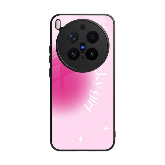 Lucky Girl Aesthetic back phone cover | glass case for vivo x300 pro