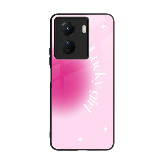 Lucky Girl Aesthetic back phone cover | glass case for vivo y16
