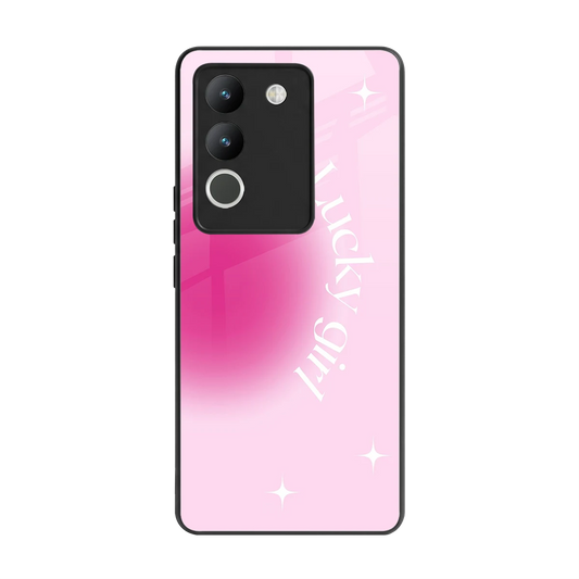 Lucky Girl Aesthetic back phone cover | glass case for vivo y200 5g