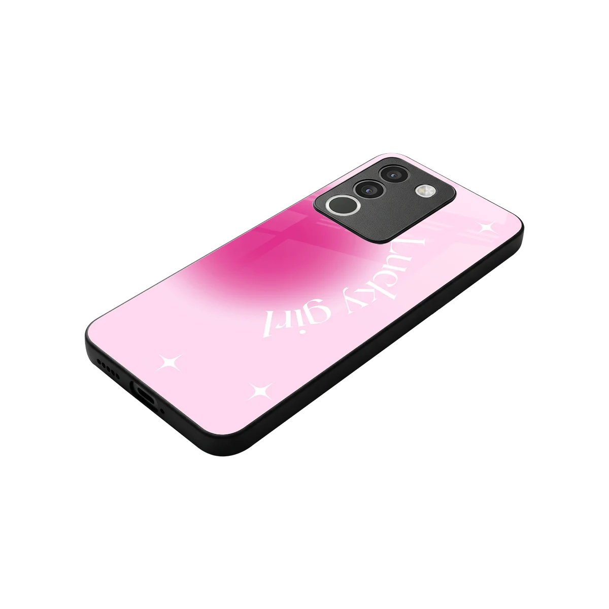 Lucky Girl Aesthetic stylish phone case for vivo y200 5g | glossy glass and slim fit