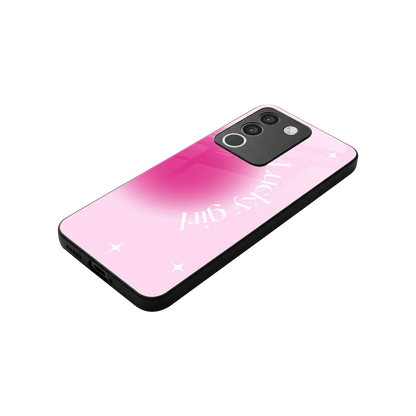 Lucky Girl Aesthetic stylish phone case for vivo y200 5g | glossy glass and slim fit