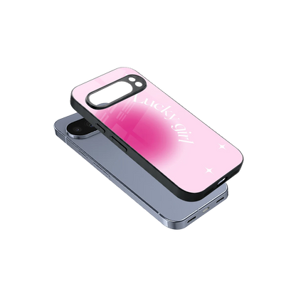 Lucky Girl Aesthetic sleek google pixel 10 pro cover with tempered glass back and TPU edges