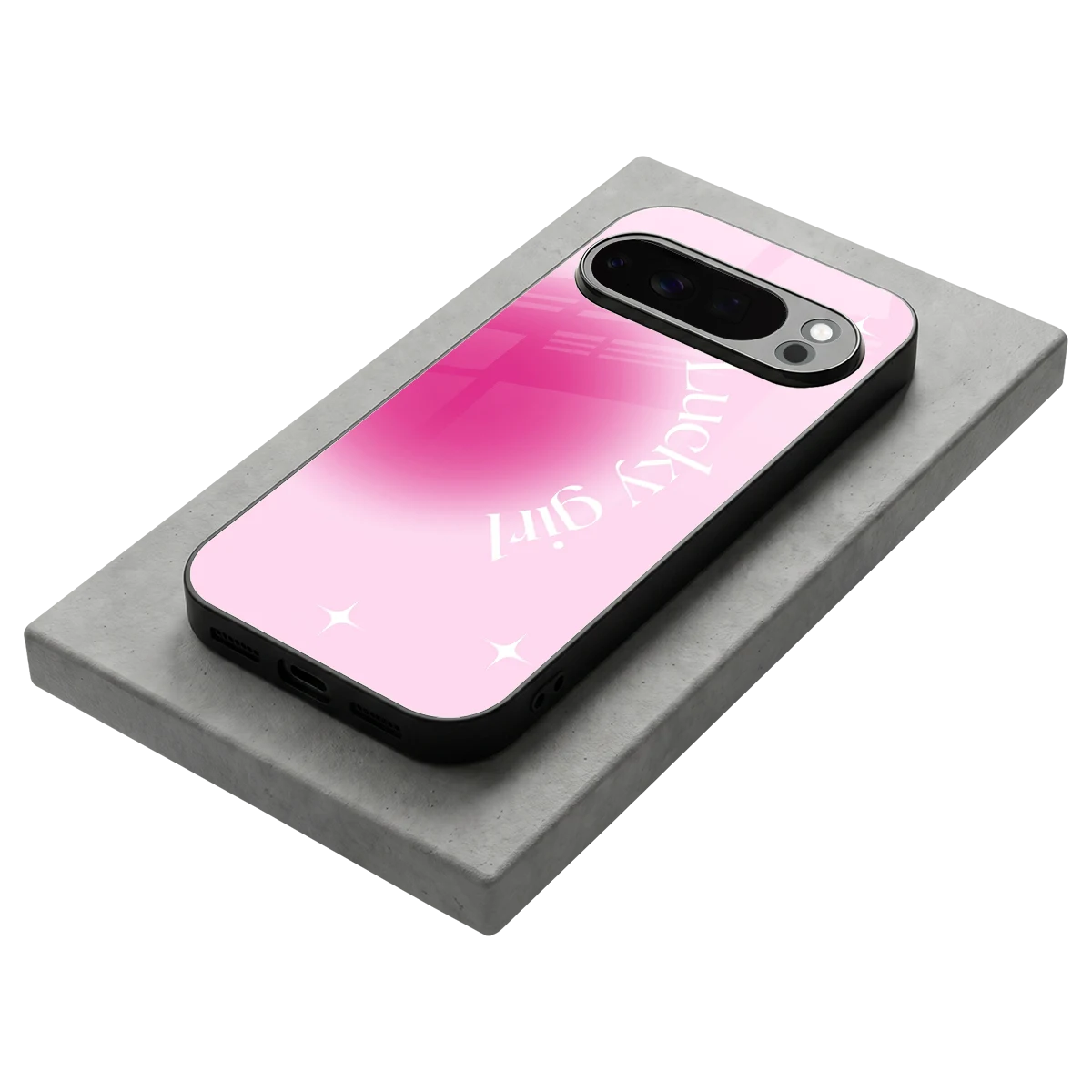 Lucky Girl Aesthetic stylish phone case for google pixel 10 pro | glossy glass and slim fit