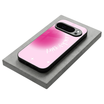Lucky Girl Aesthetic stylish phone case for google pixel 10 pro | glossy glass and slim fit