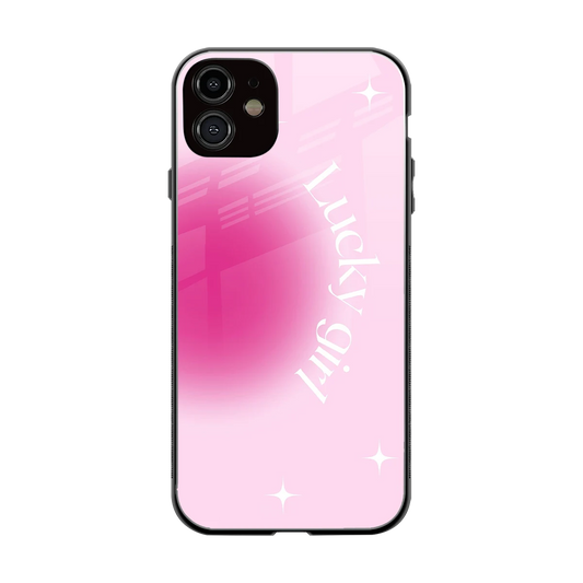 Lucky Girl Aesthetic back phone cover | glass case for iphone 12