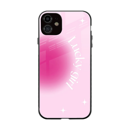 Lucky Girl Aesthetic back phone cover | glass case for iphone 11