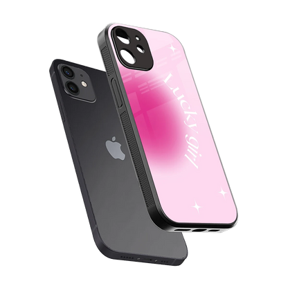 Lucky Girl Aesthetic sleek iphone 11 cover with tempered glass back and TPU edges