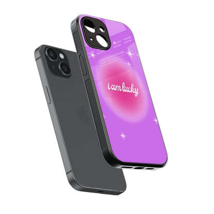 Lucky Me sleek iphone 14 cover with tempered glass back and TPU edges