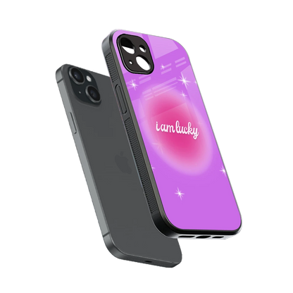 Lucky Me sleek iphone 14 plus cover with tempered glass back and TPU edges