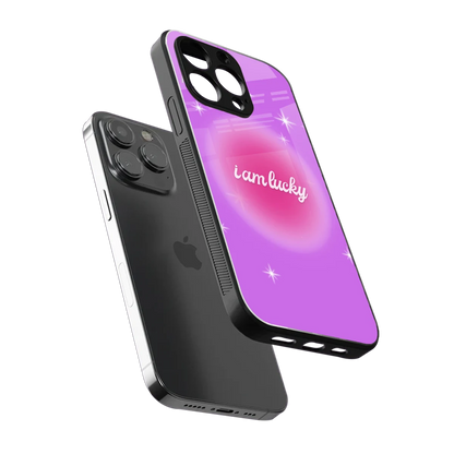 Lucky Me sleek iphone 16 pro max cover with tempered glass back and TPU edges