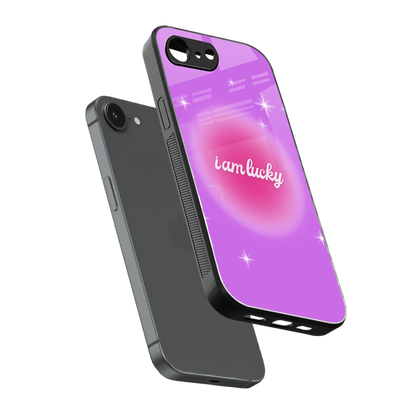 Lucky Me sleek iphone 17e cover with tempered glass back and TPU edges