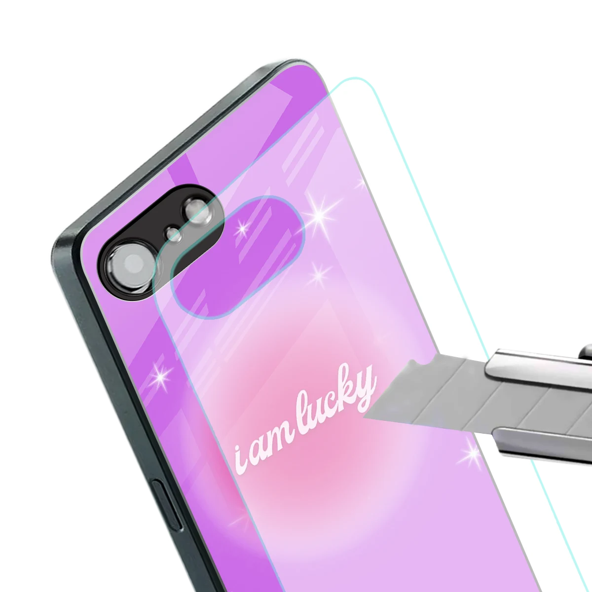 Lucky Me stylish phone case for iphone 16e | glossy glass and slim fit