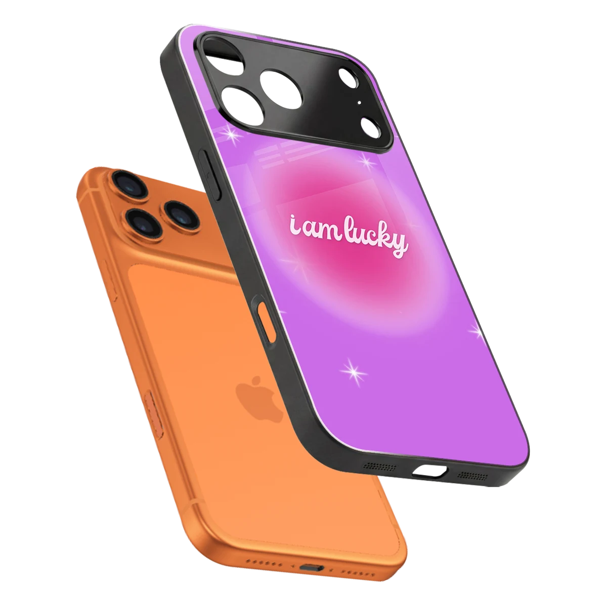 Lucky Me sleek iphone 17 pro cover with tempered glass back and TPU edges