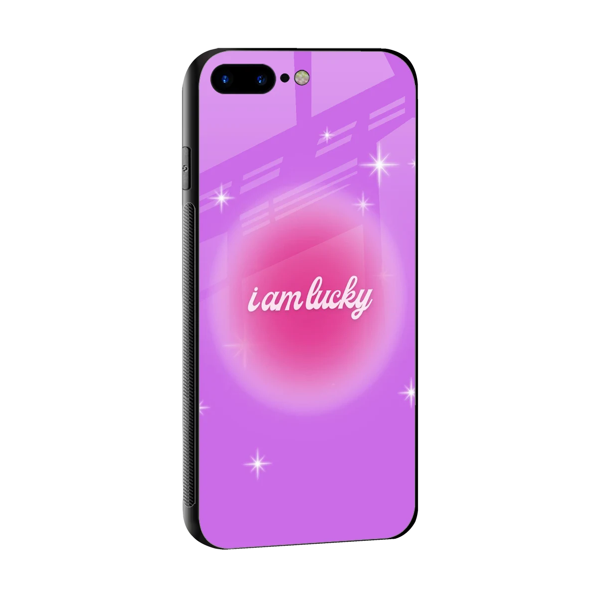 Lucky Me sleek iphone 8 plus cover with tempered glass back and TPU edges