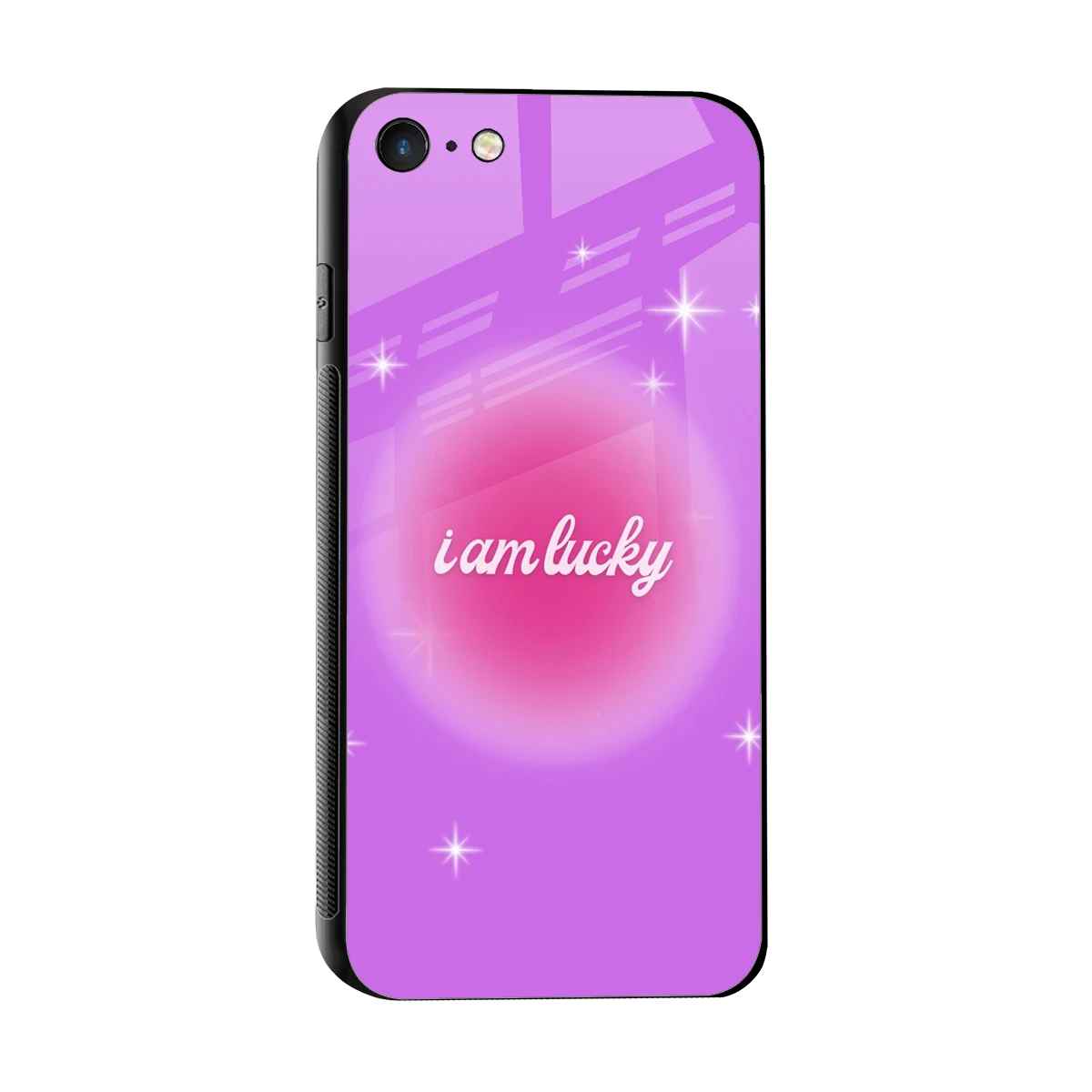 Lucky Me sleek iphone 7 cover with tempered glass back and TPU edges