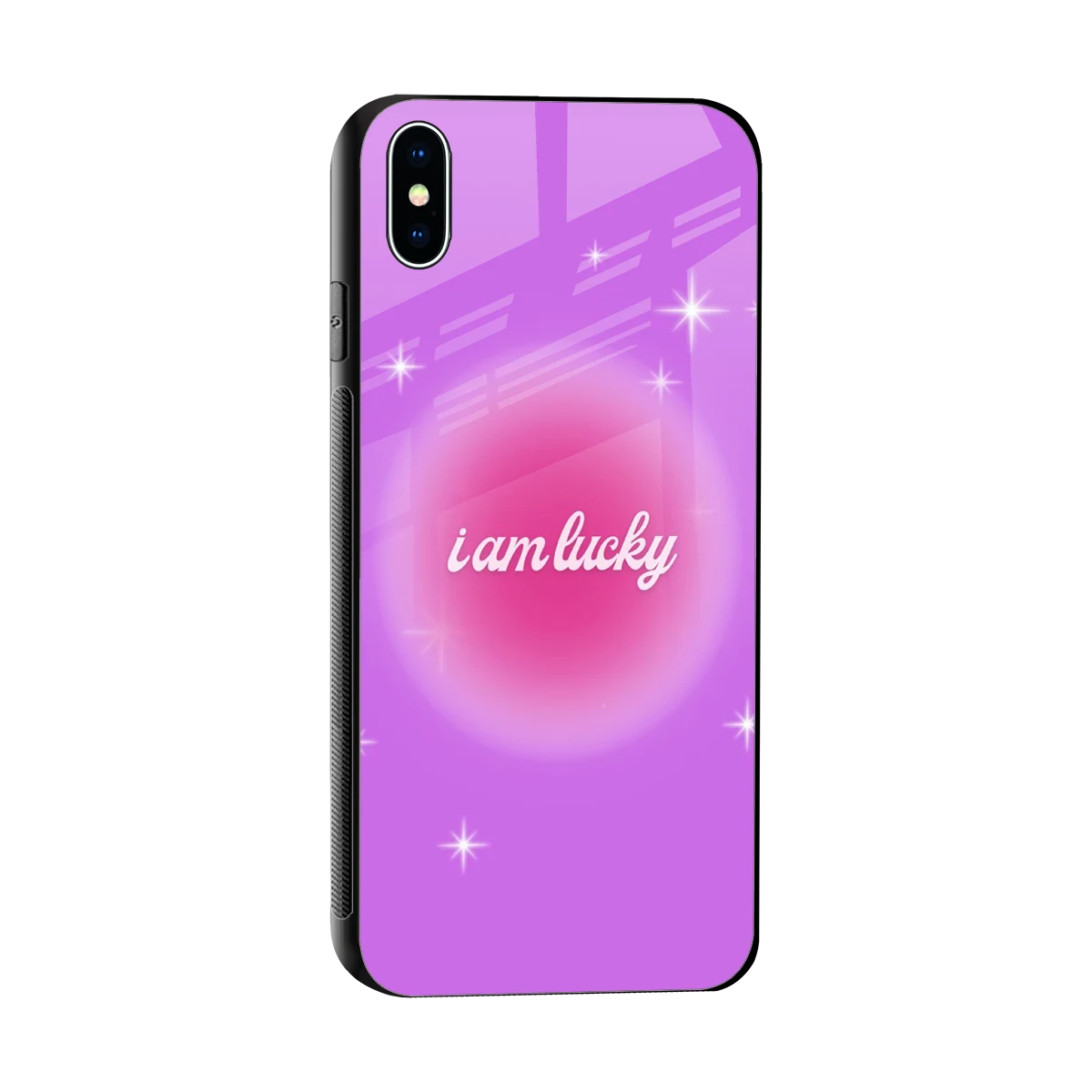 Lucky Me sleek iphone xs max cover with tempered glass back and TPU edges