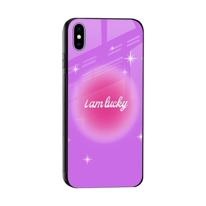 Lucky Me sleek iphone xs max cover with tempered glass back and TPU edges