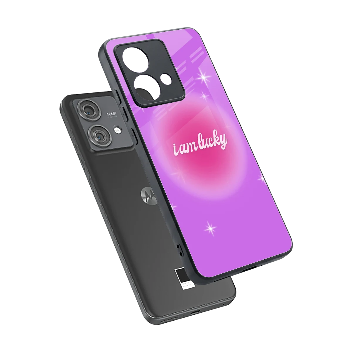 Lucky Me sleek motorola edge 40 neo 5g cover with tempered glass back and TPU edges