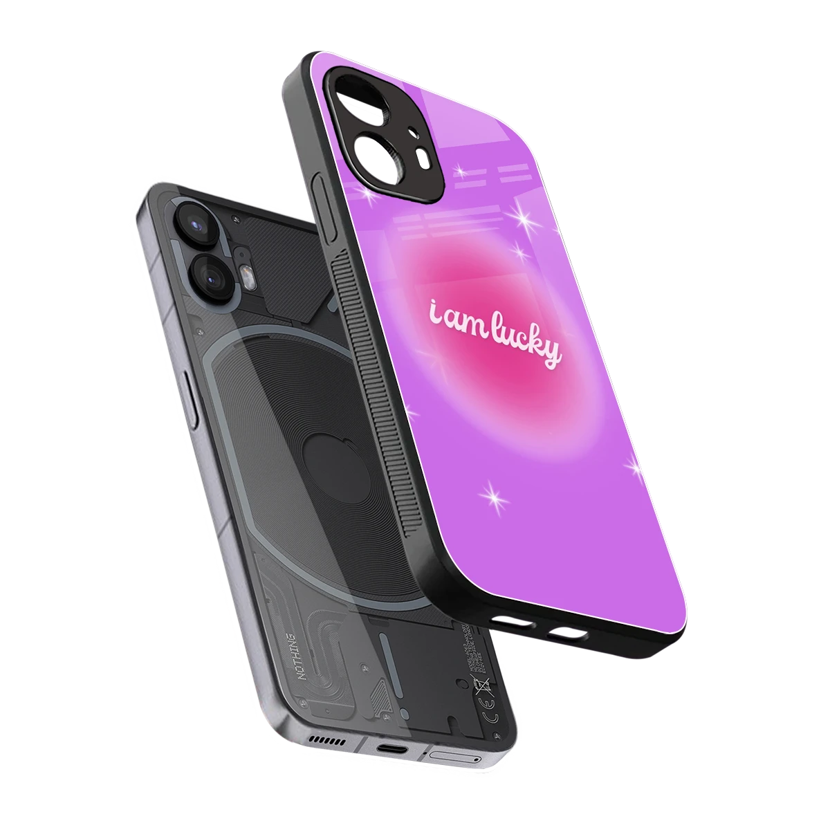 Lucky Me sleek nothing phone 2 cover with tempered glass back and TPU edges