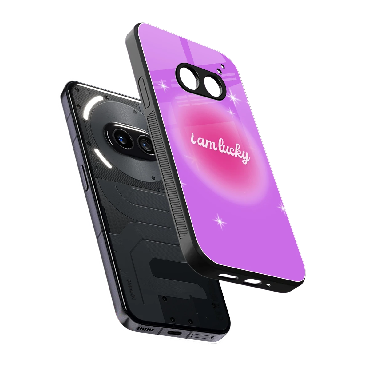 Lucky Me sleek nothing phone 2a cover with tempered glass back and TPU edges
