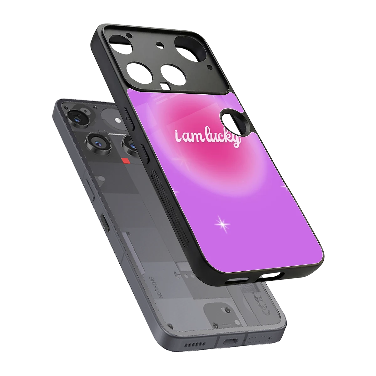 Lucky Me sleek nothing phone 3 cover with tempered glass back and TPU edges
