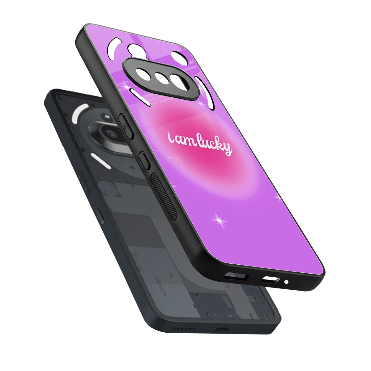 Lucky Me sleek nothing phone 3a cover with tempered glass back and TPU edges