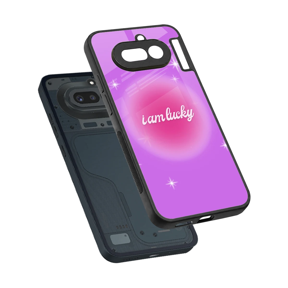 Lucky Me sleek nothing phone 4a cover with tempered glass back and TPU edges