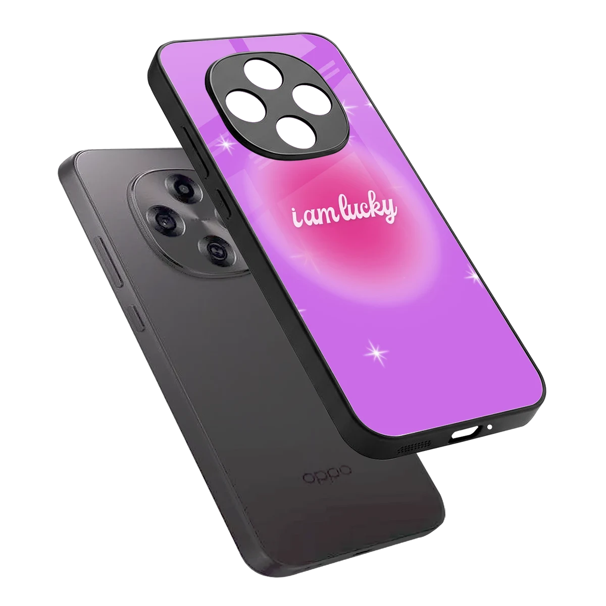 Lucky Me sleek oppo f31 pro 5g cover with tempered glass back and TPU edges