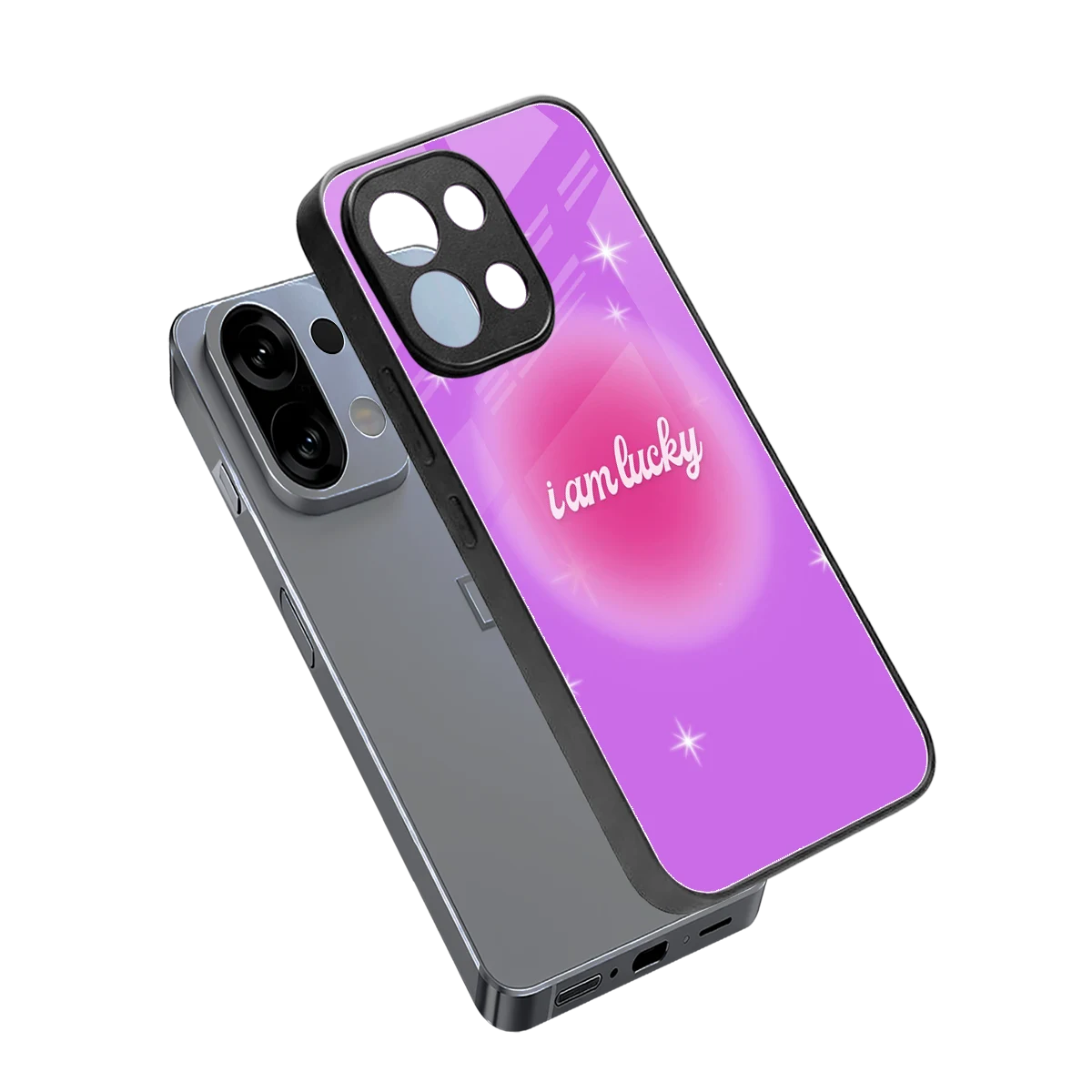 Lucky Me sleek oppo k13 5g cover with tempered glass back and TPU edges