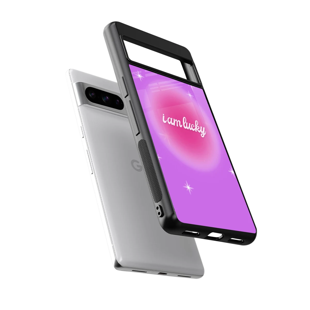 Lucky Me sleek google pixel 8 pro cover with tempered glass back and TPU edges