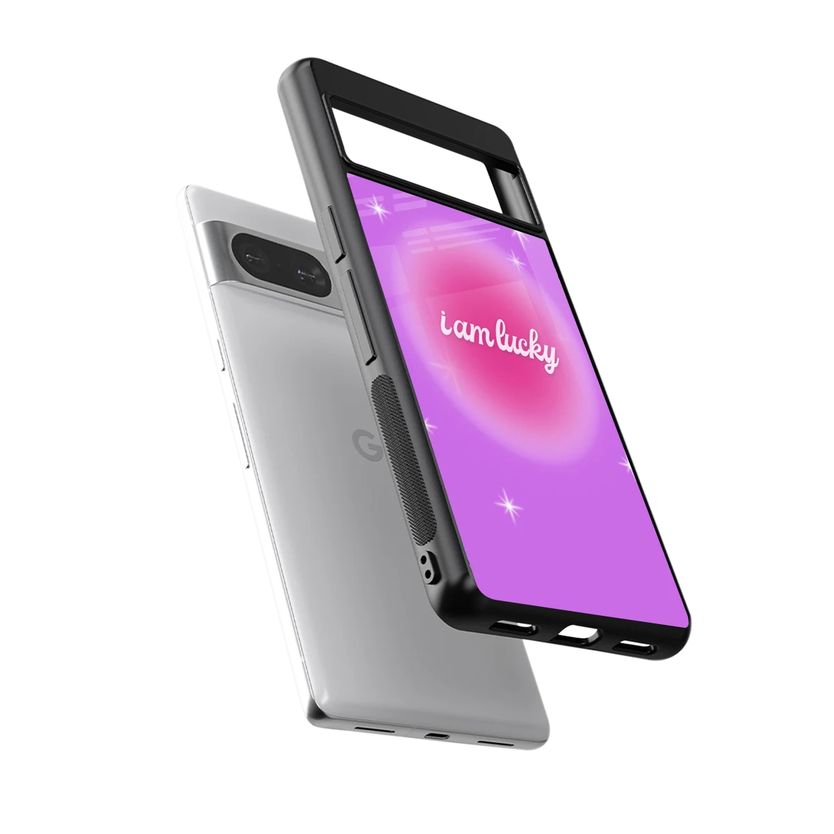 Lucky Me sleek google pixel 8 cover with tempered glass back and TPU edges