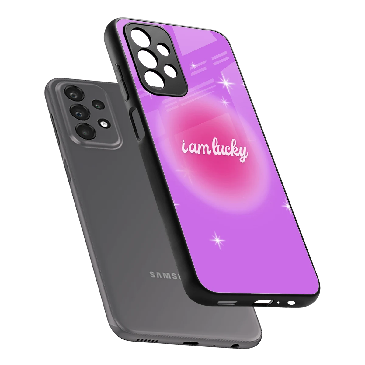 Lucky Me sleek samsung galaxy a23 cover with tempered glass back and TPU edges