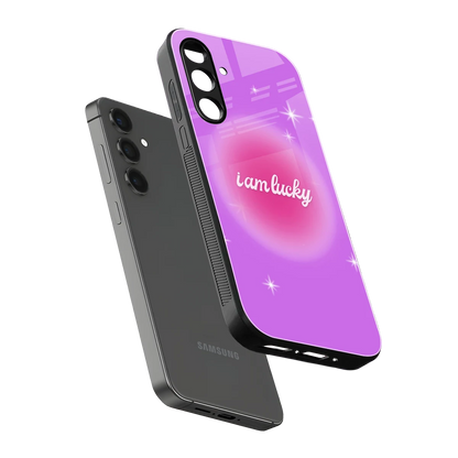 Lucky Me sleek samsung galaxy a55 5g cover with tempered glass back and TPU edges