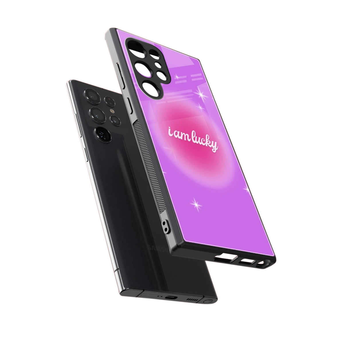 Lucky Me sleek samsung galaxy s23 ultra cover with tempered glass back and TPU edges