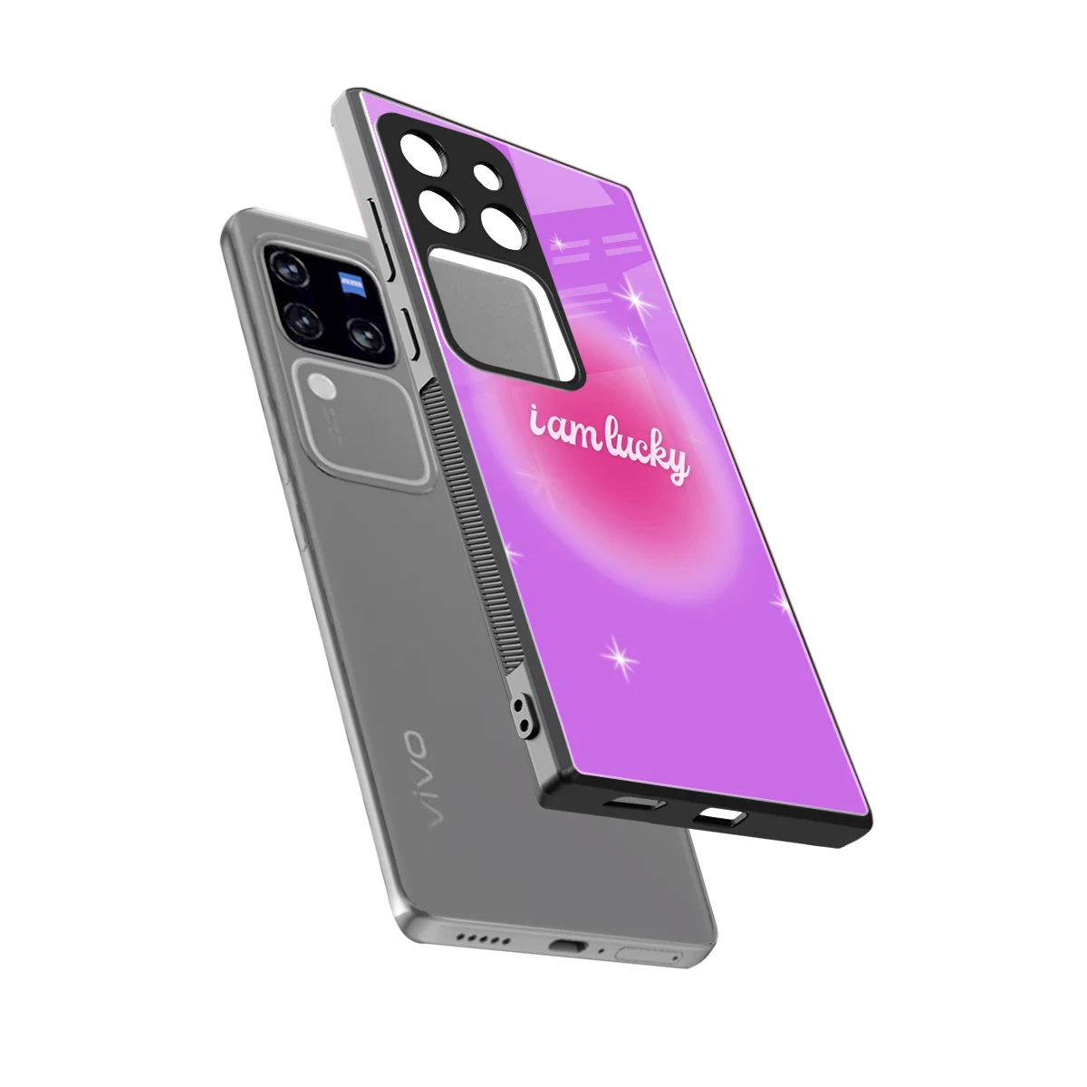 Lucky Me sleekvivo v30 pro cover with tempered glass back and TPU edges