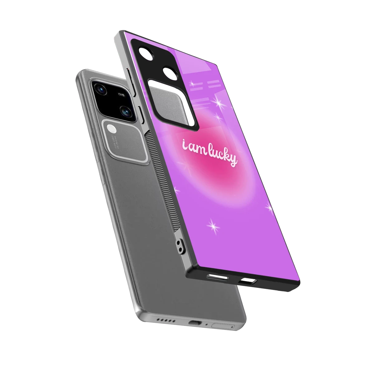 Lucky Me sleek vivo v30 cover with tempered glass back and TPU edges