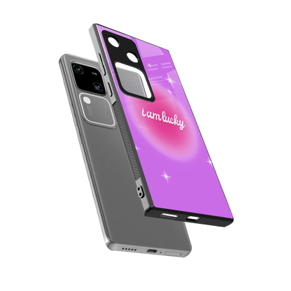 Lucky Me sleek vivo v30 cover with tempered glass back and TPU edges