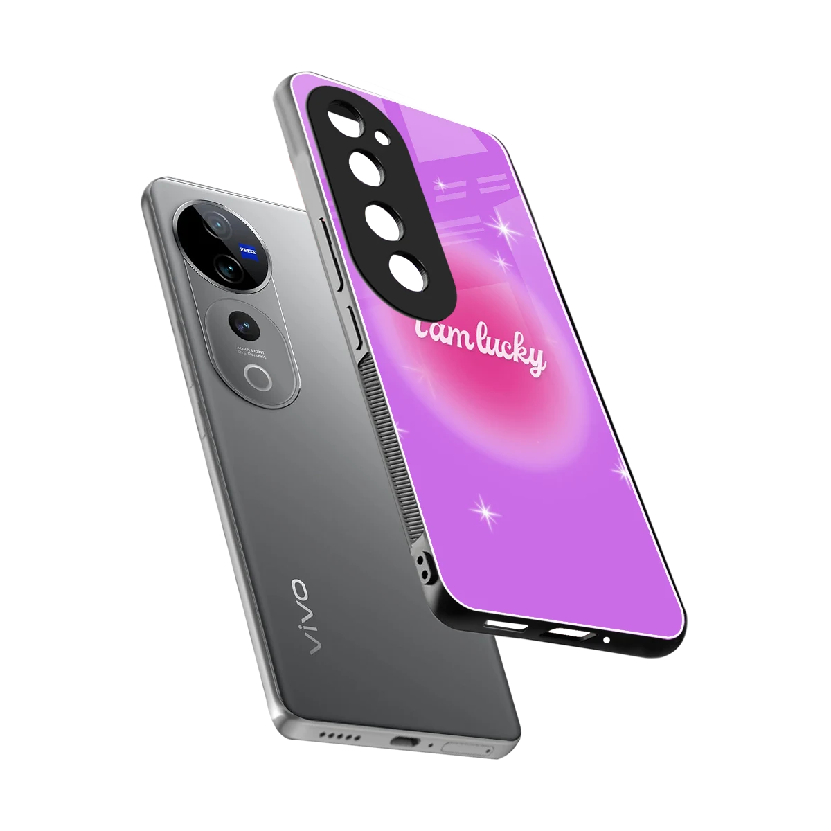 Lucky Me sleek vivo v40 pro cover with tempered glass back and TPU edges